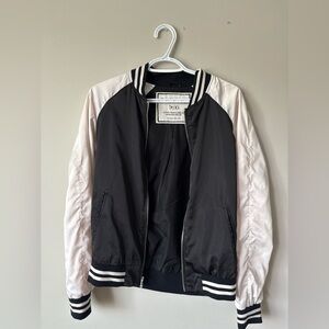Garage Black and White Varsity Bomber Jacket